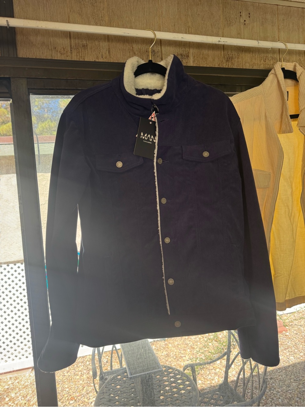 Boohoo Men's Purple Corduroy Sherpa-Lined Bomber Jacket